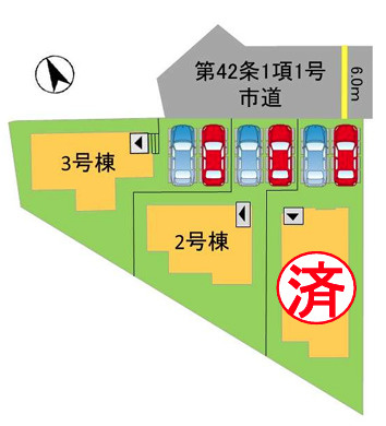 西区野方2丁目4期　2号棟の区画図