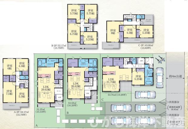 茅ケ崎辻堂元町５丁目　新築戸建　全３棟の間取り|対象A号棟