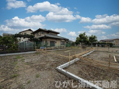 茅ケ崎辻堂元町５丁目　新築戸建　全３棟の外観|6月19日撮影　建築中　現地外観