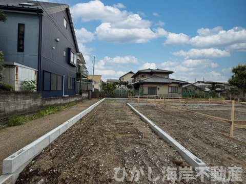 茅ケ崎辻堂元町５丁目　新築戸建　全３棟の駐車場|6月19日撮影　工事中　駐車スペース