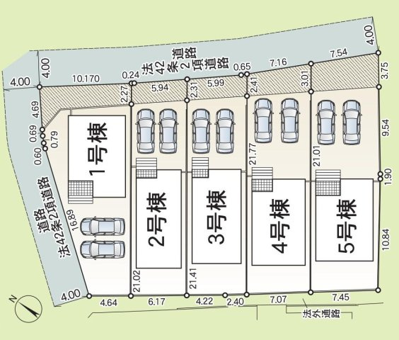 大府市朝日町五丁目3番、4番の各一部『仲介手数料無料』新築一戸建て・建売の区画図