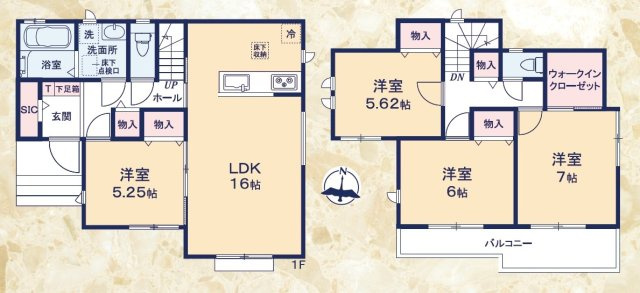 【間取り】 | 島田市中溝町　新築戸建　全1棟 | 使い勝手の良い４LDK♪フラットな生活が可能な一階居室のある間取です！