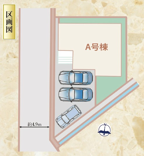 【区画図】 | 島田市中溝町　新築戸建　全1棟 | ３台駐車可能！ゆったりスペースで駐車も楽ちん♪