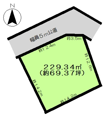 佐貫町土地の土地図|敷地面積69坪とゆとりがあります。