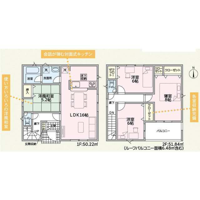 加古川市野口町野口第7　Ⅲ期（全2）2号棟の間取り|4LDKです。
