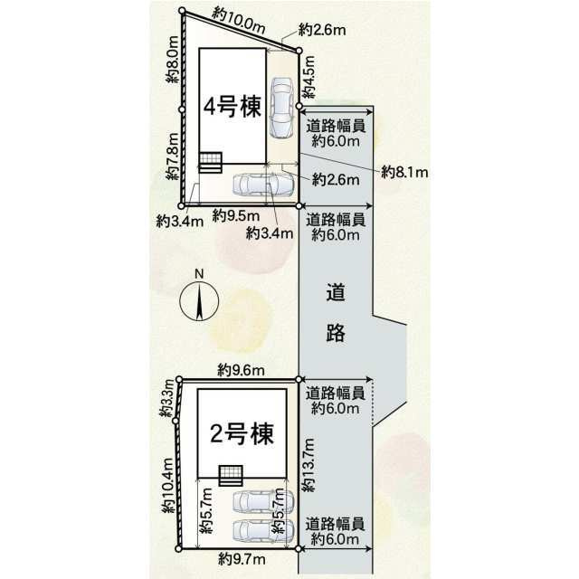 加古川市野口町野口第7　Ⅲ期（全2）2号棟の区画図|2号棟です。