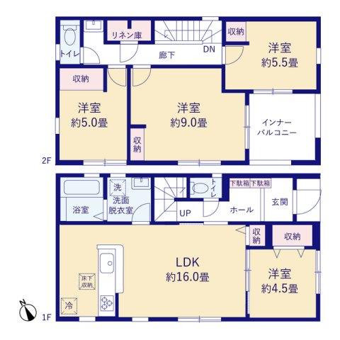 読谷村瀬名波（全2棟）の間取り|1号棟　3980万円