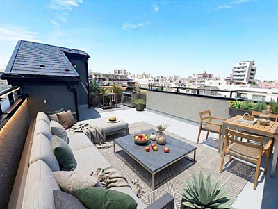 【バルコニー】 | 豊島区池袋本町2丁目　新築戸建　2号棟 13480万円 | 屋上ルーフバルコニー