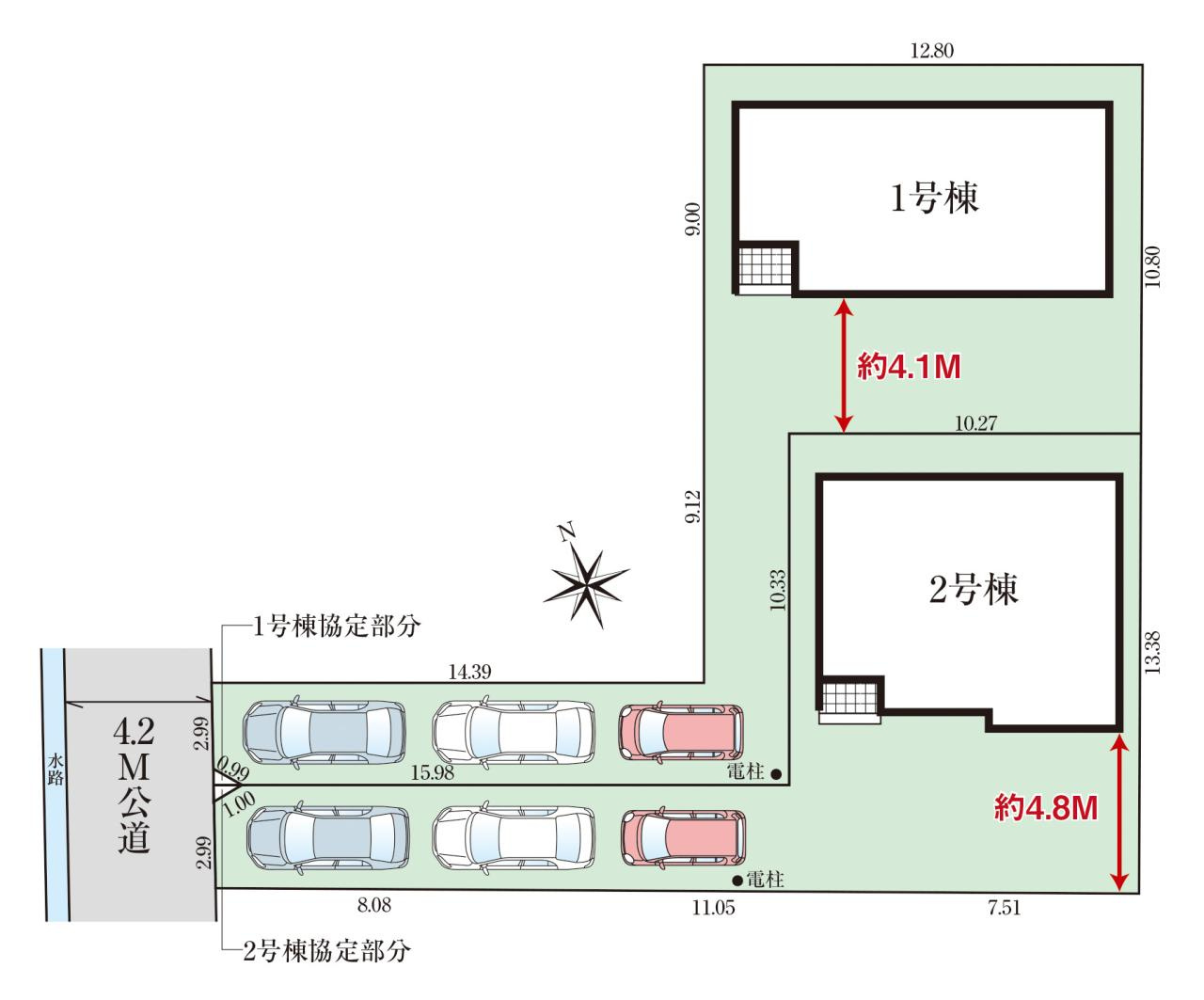 介良乙　新築戸建　2号棟（全2区画）の区画図|2号棟　土地面積　187.76㎡　（約56.79坪）