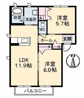 【間取り】 | アットホーム原Ⅱ　A棟