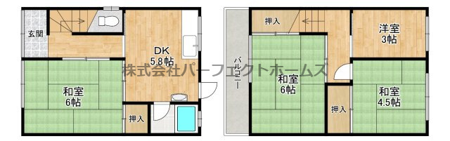 長尾家具3丁目戸建　賃貸の間取り