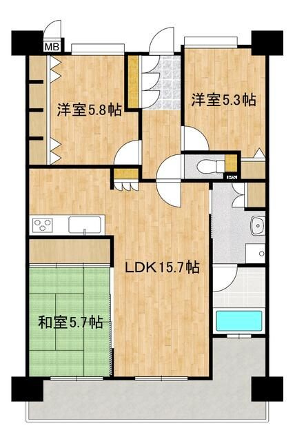 コアマンションルネス九品寺の間取り