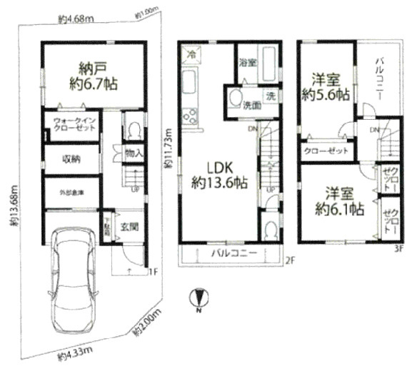 尼崎市浜　中古戸建の間取り