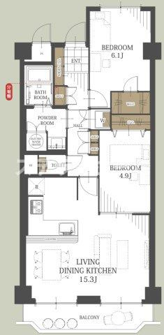 千里関大前コーポラスC棟の間取り|収納豊富な2LDKです