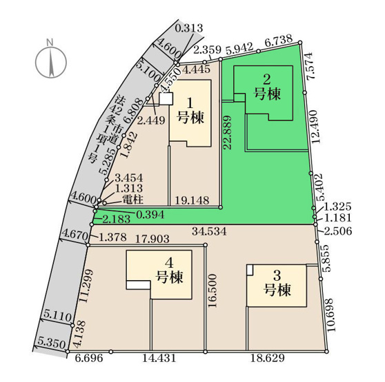 【区画図】 | リーブルガーデン.S渋川市第19金井ー② | フレッセイまで徒歩10分圏内！敷地面積はゆったり125坪♪