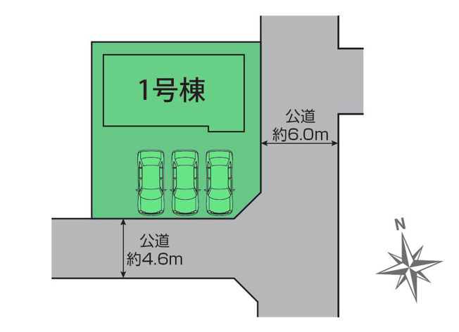 【区画図】 | ブルーミングガーデン高崎市下佐野町ー① | JR倉賀野駅まで2Km！カースペースは並列3台駐車可能！