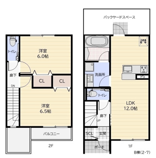 【間取り】 | （仮称）清瀬市中里５丁目テラス　Ｂ棟
