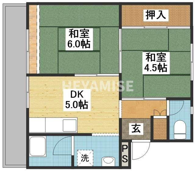 ビレッジハウス栗面1号棟の間取り