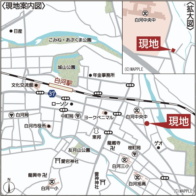 新築戸建・新築建売　白河市明戸第4　白河第三小・白河中央中の地図
