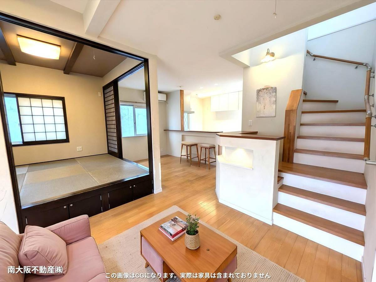 貝塚市東山１丁目戸建の居間・リビング|家具を置いた際のイメージです。