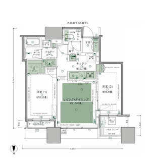 【間取り】 | シティタワー大阪本町 | 【間取り】30階・北向きにつき眺望良好！廊下短く無駄のないプランです☆