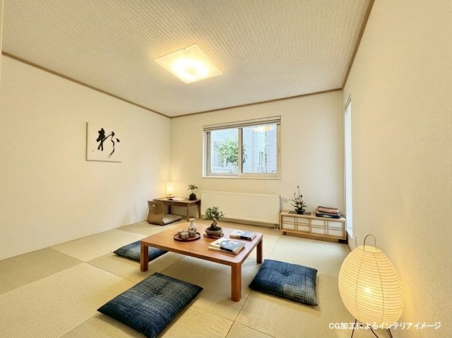 北27条東21丁目戸建の和室|７．５帖和室（CG加工によるバーチャルコーディネート）