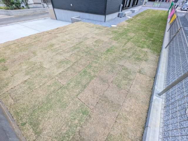土浦市小岩田東2丁目　6期　新築戸建て　1号棟の庭|リビングに明るい光を届ける南庭。
お子様の遊び場やペットのスペースとしても最適です。
室内外で心地よい暮らしが叶います。