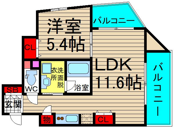 ウォブ新町の間取り|色などは現状有姿