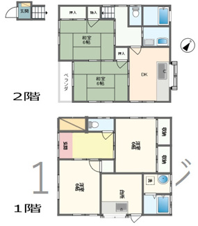 【間取り】 | 2DK×2の2世帯住宅仕様♪♪