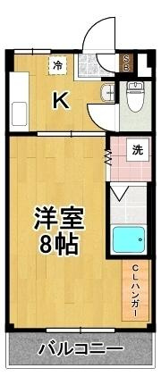 北恩加島住宅2号棟の間取り|★広々８帖の１Ｋ★