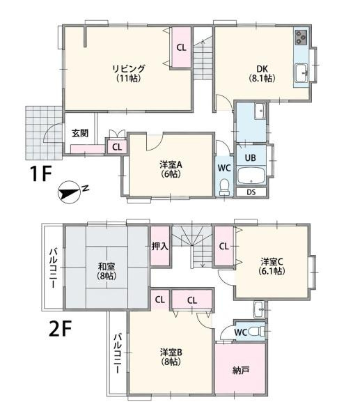 川崎市多摩区西生田５丁目の中古一戸建の間取り