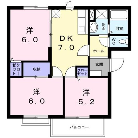 メゾンドソレイユＢの間取り