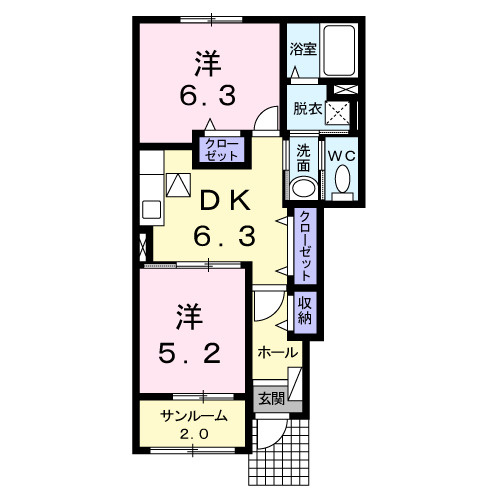 ハッピーフィールドつばき館の間取り