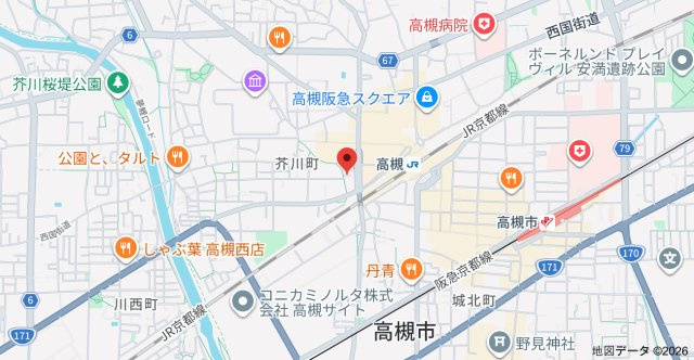 高槻市芥川町２丁目の賃貸マンションの地図