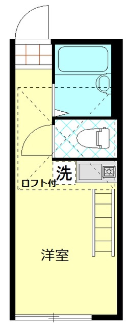 KKハウス羽田の間取り|南向きロフト付バストイレ別の1R
