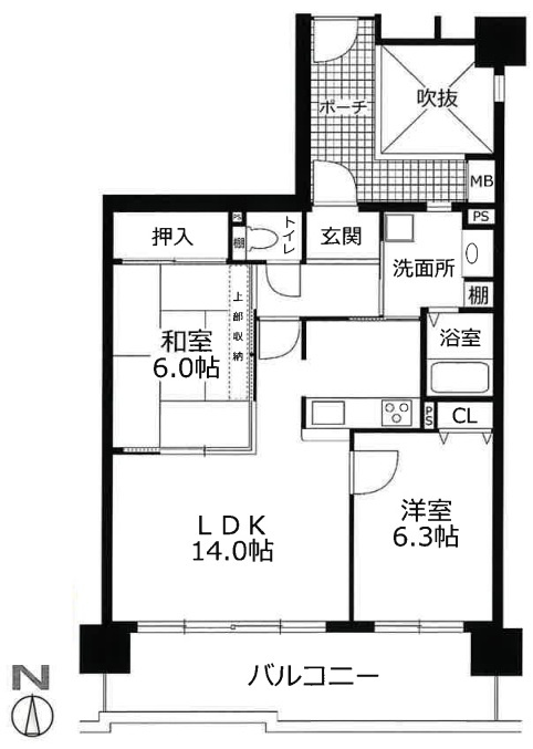 グレーシィ須磨アルテピアⅡ番街の間取り|使い勝手のいい2LDKで単身～少人数ファミリー向けの間取りです！