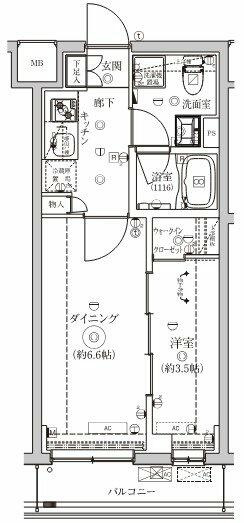 横浜市西区老松町の賃貸マンションの間取り