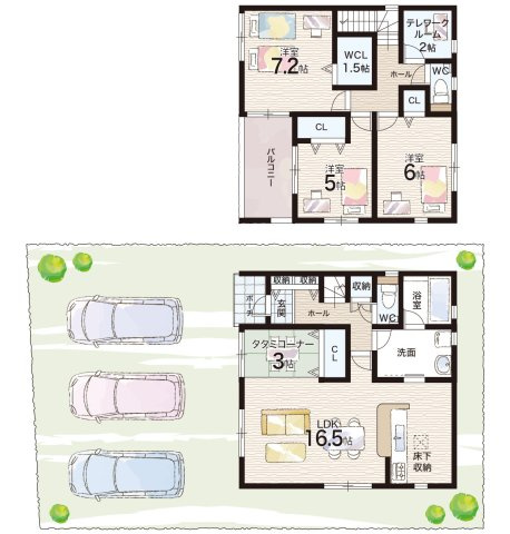 揖保郡太子町鵤　第6期　新築一戸建ての間取り|１号地