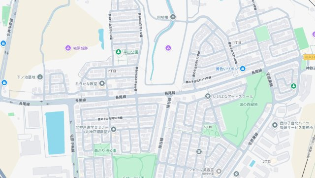 神戸市北区鹿の子台北町　第1期　新築一戸建ての地図