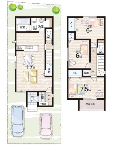 神戸市北区鹿の子台北町　第1期　新築一戸建ての間取り|2号地