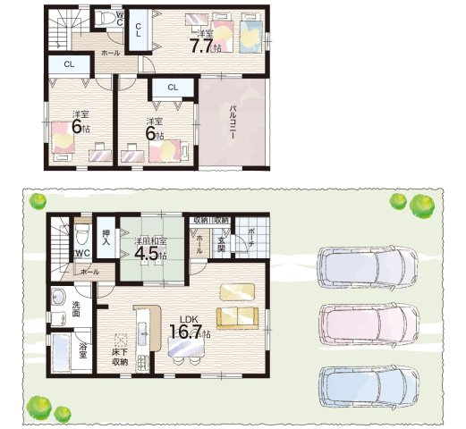 揖保郡太子町鵤　第6期　新築一戸建ての間取り|３号地