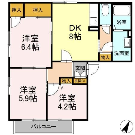 エクセル岸Ａの間取り