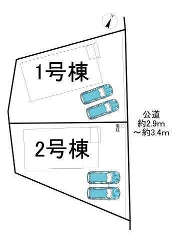 半田市乙川源内林町2丁目　全2棟　1号棟の区画図|全2区画分譲地☆
