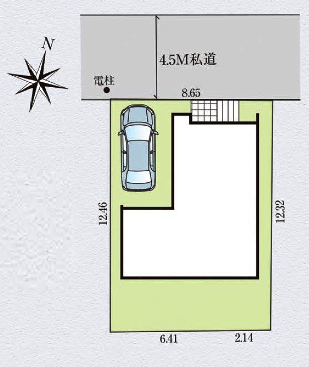 東村山市秋津町3丁目・全1棟　新築一戸建　～LDK18帖～の区画図|整形地・カースペース1台・土地面積106.73平米（約32.28坪）