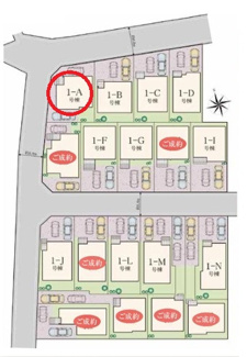 【区画図】 | 調布市佐須町５丁目　全18棟　1-A号棟　仲介手数料無料 | 1-A号棟です