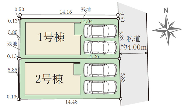 【区画図】 | 平野区西脇1丁目　【1号棟/全2棟】 | 【全2棟】