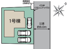 さいたま市西区中野林　新築一戸建て　ブルーミングガーデン　01の区画図|1号棟