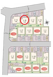 【区画図】 | 調布市佐須町５丁目　全18棟　1-B号棟　仲介手数料無料 | 1-B号棟です