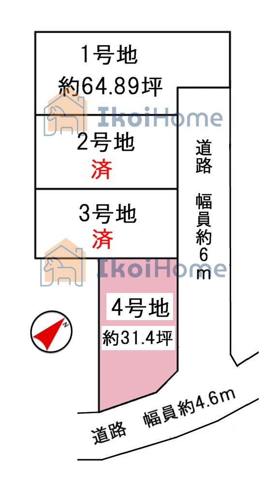 明石市東山町4号地　土地の土地図|●資料・カタログのご請求無料●敷地面積は約31.40坪です！更地になります！