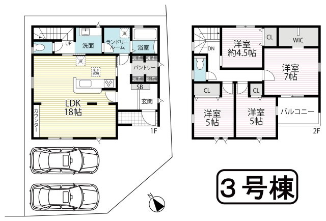 限定３区画分譲◆収納充実のオール電化4ＬＤＫ住宅◆並列駐車２台可能◆リーブルガーデン亀岡篠町篠上西裏の間取り
